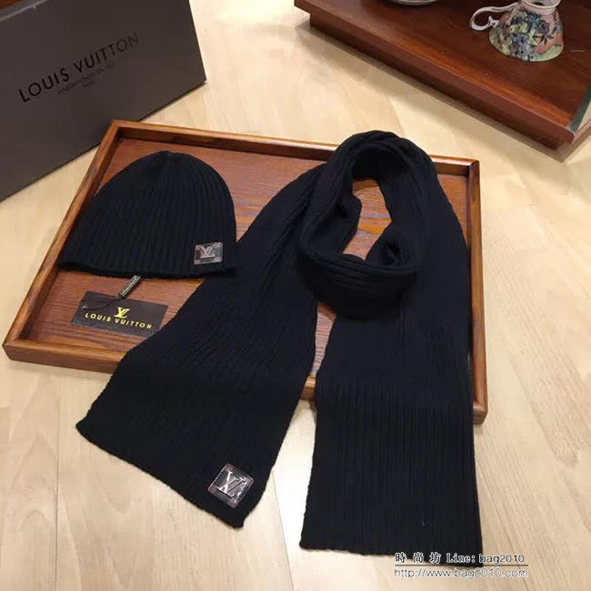 路易威登LV 新款 原單羊毛帽子圍巾套裝 情侶款 男女同款 LLWJ6440